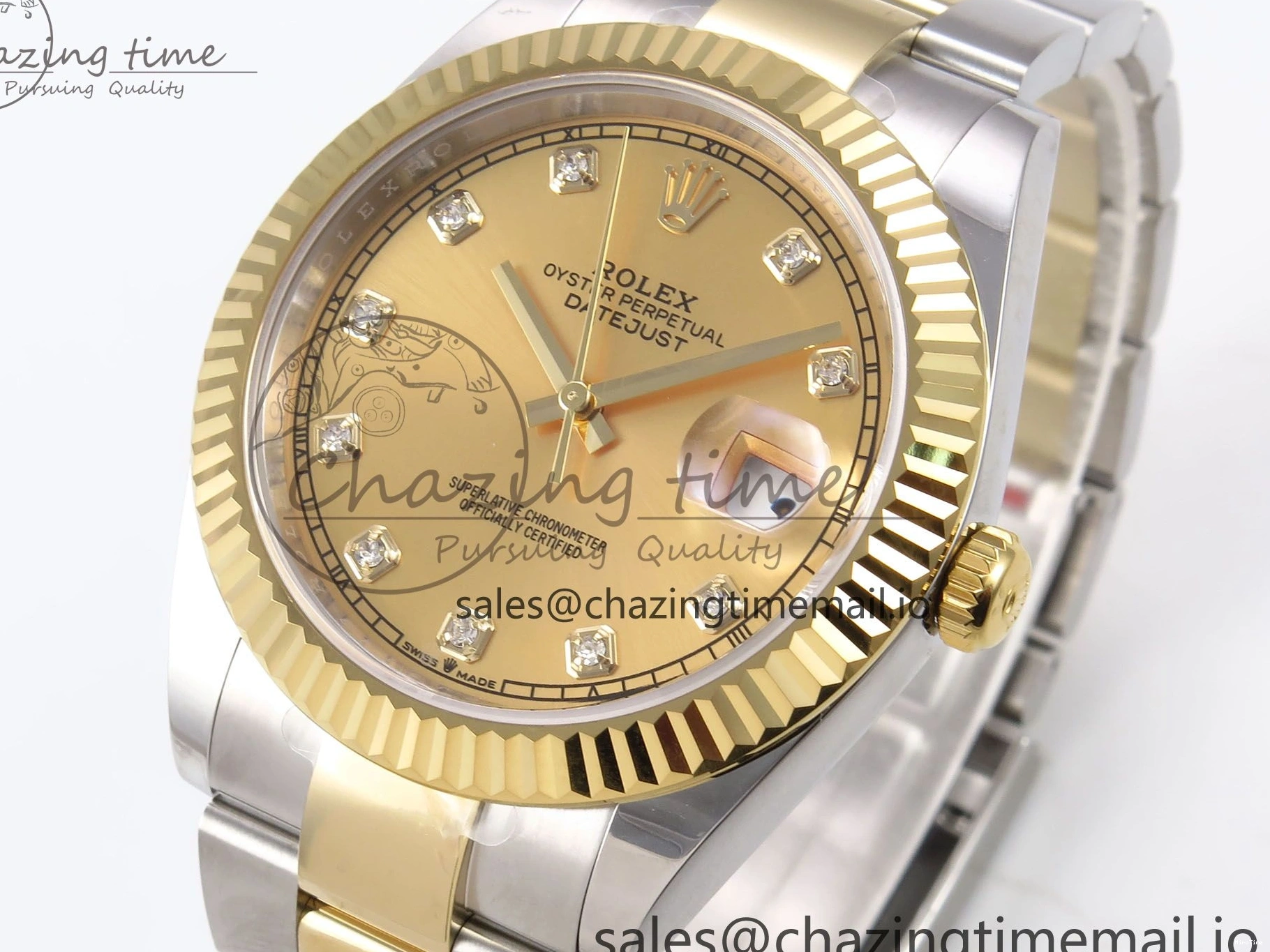 MiroTime 0514 DateJust 41 126333 EWEF Best Edition YG Diamonds Dial on SS YG Oyster Bracelet A Minimalist 973